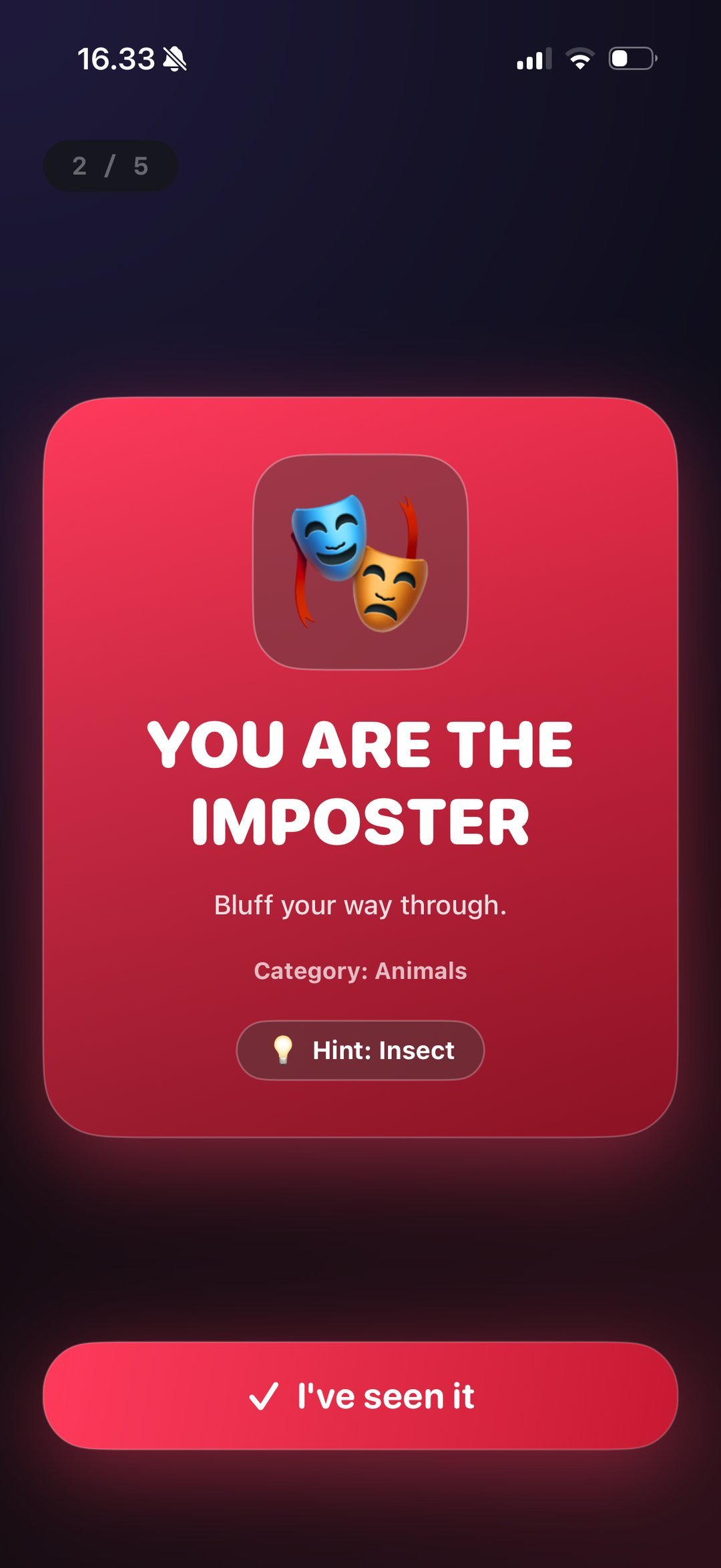 Imposter reveal card