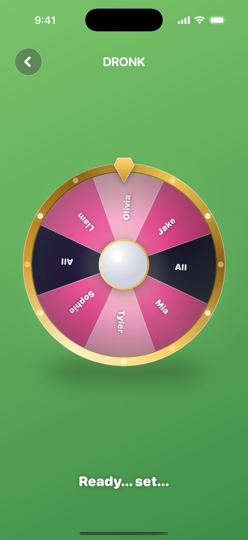 Roulette in Dronk — spin the wheel and see who takes the dare