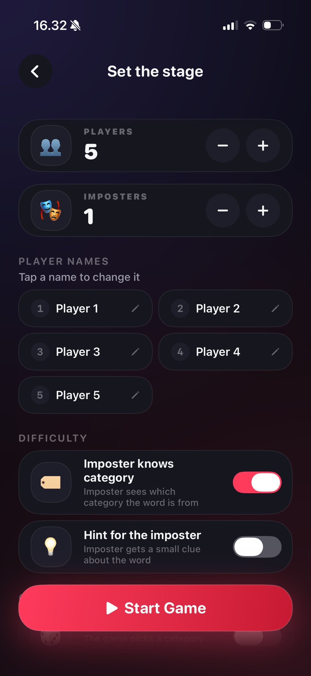 Players and imposters