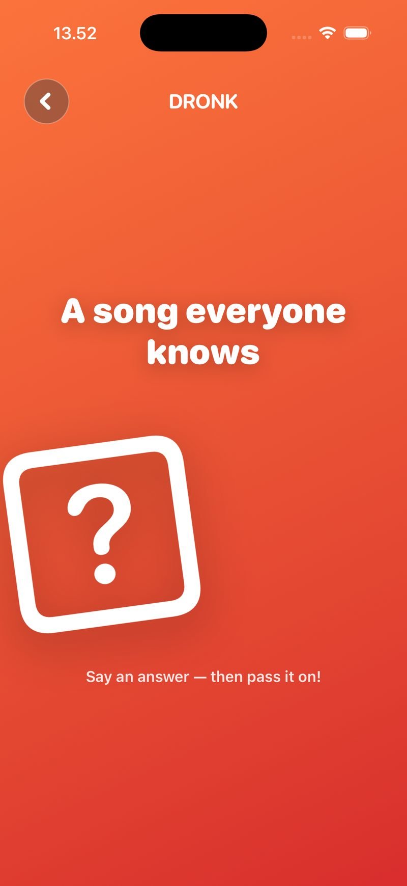 The Bomb in Dronk: the category 'A song everyone knows' on screen while the hidden fuse burns
