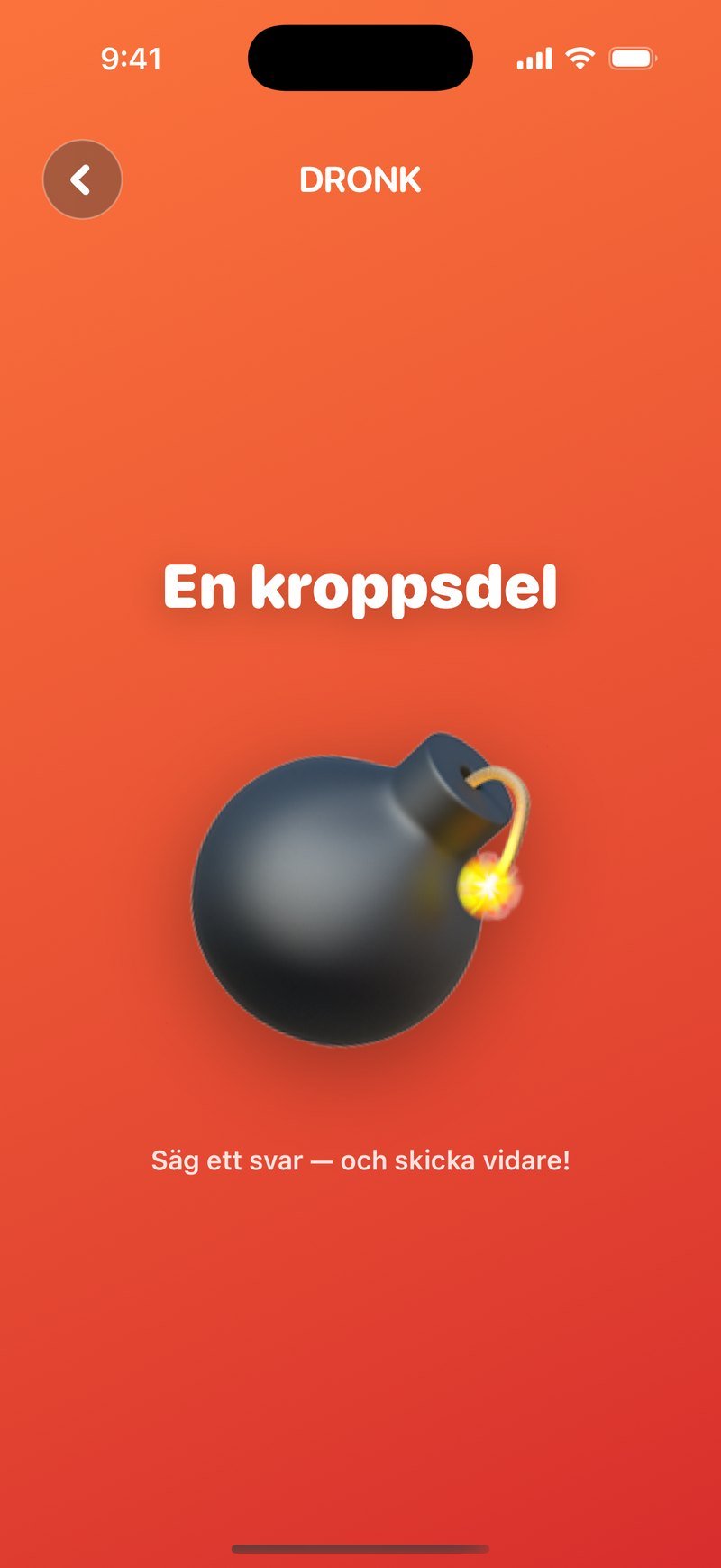 Bomben i Dronk: kategorin En kroppsdel medan bomben tickar