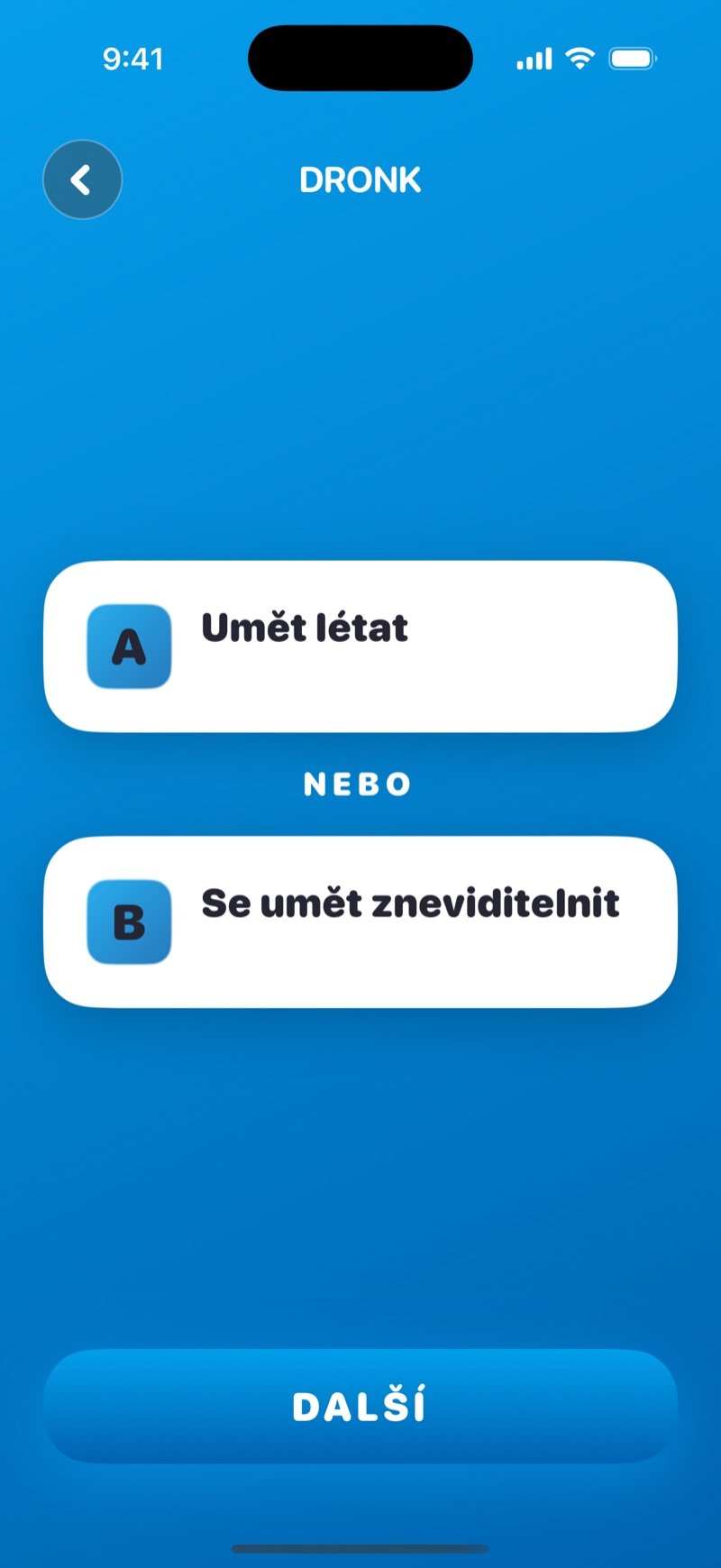 Co bys radši v appce Dronk: dilema se dvěma možnostmi na kartě