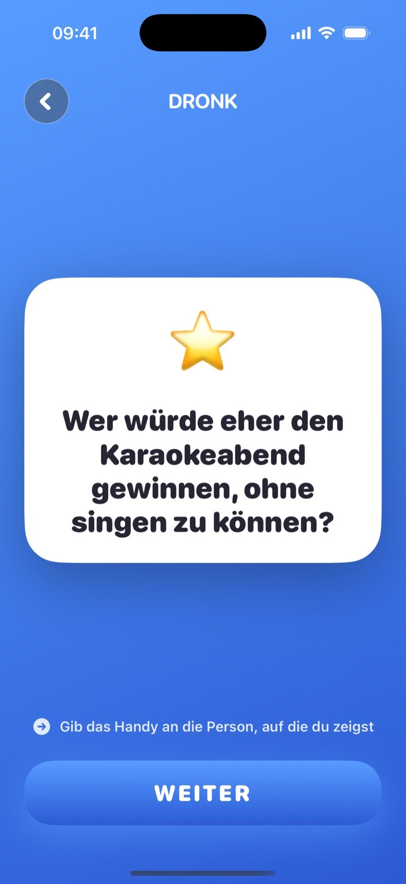 Wer würde eher in der Dronk App: eine Fragekarte aus dem Pack The Classics