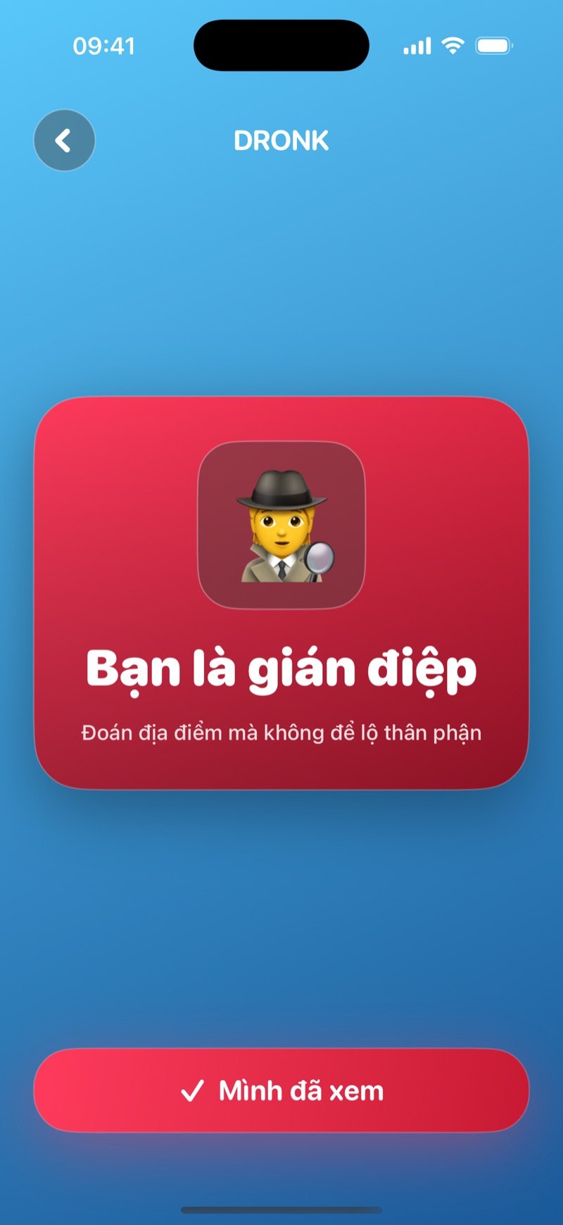 Thẻ gián điệp trong Gián điệp: thẻ đỏ báo bạn là gián điệp và phải đoán địa điểm mà không để lộ mình