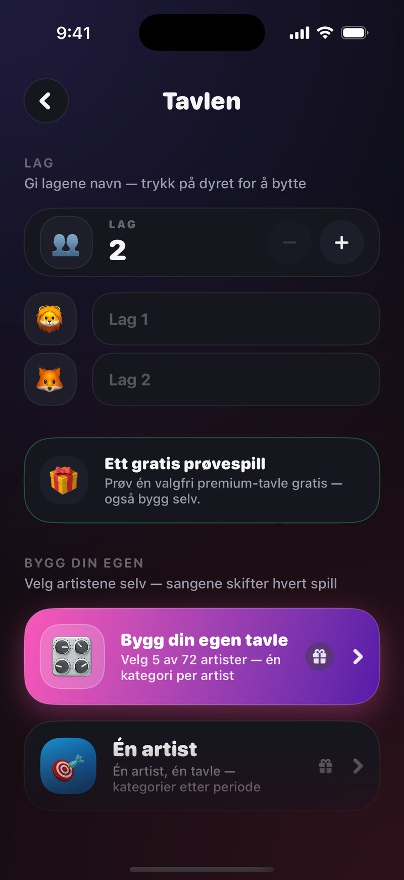 Tavlen i Dronk: oppsettet med to lag før musikkquizen starter