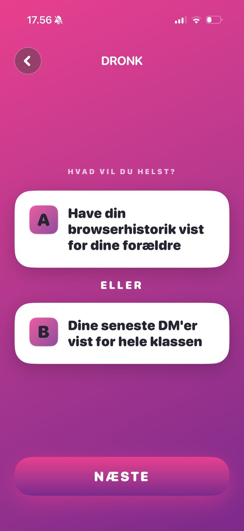 Tæl ned, alle peger samtidigt — mindretallet drikker
