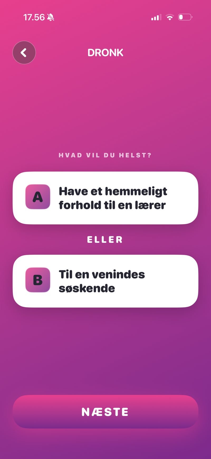 Læs de to valg A eller B højt